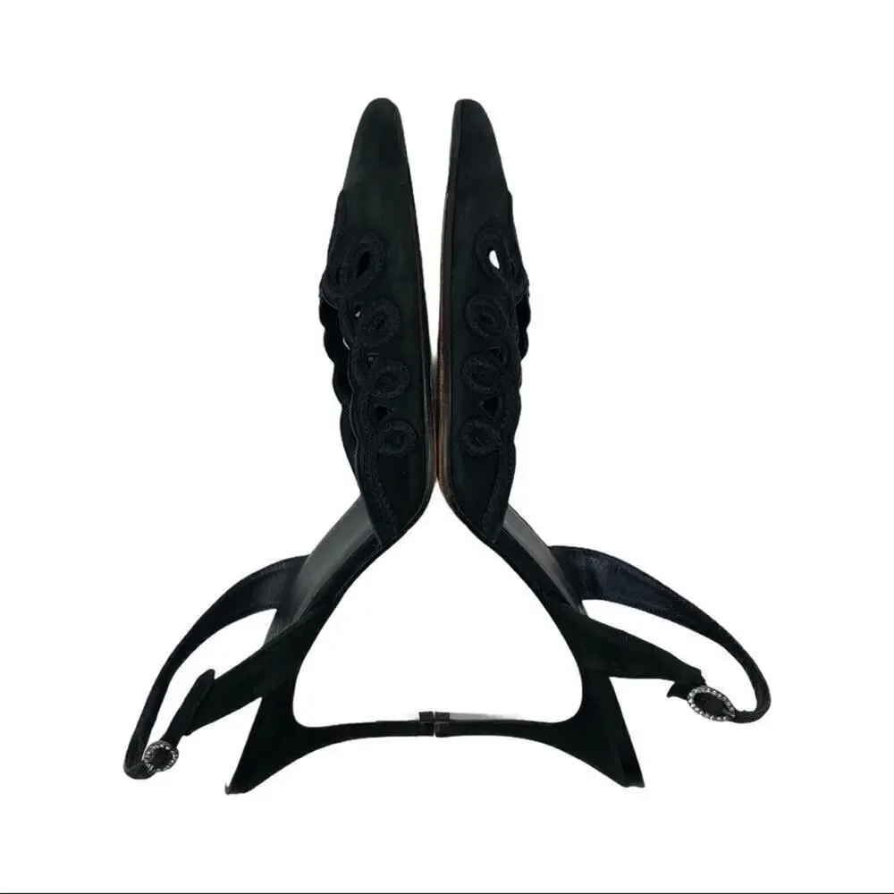 Cole Haan Black Suede Leather Sing Back Heels 8